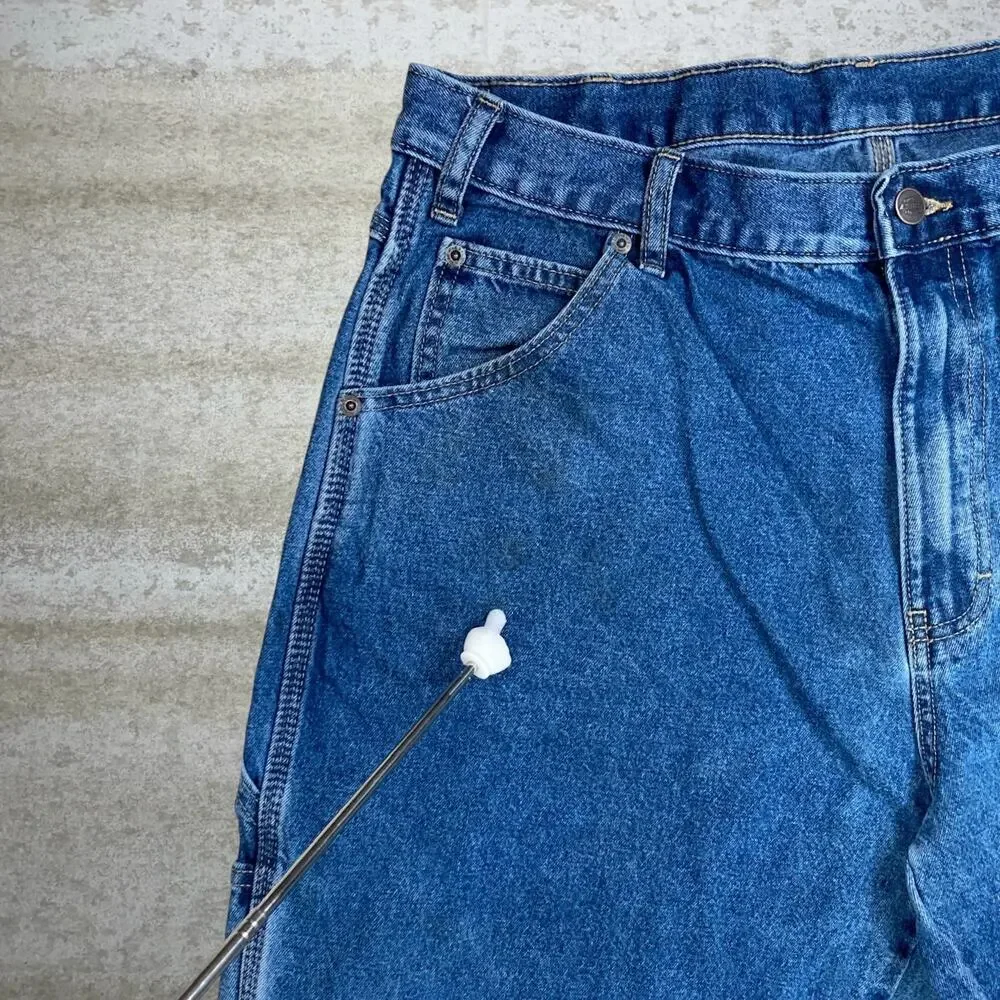Vintage 90s Dickies Carpenter Jeans 36x34 Baggy Wide Leg Fit Medium Wash Denim